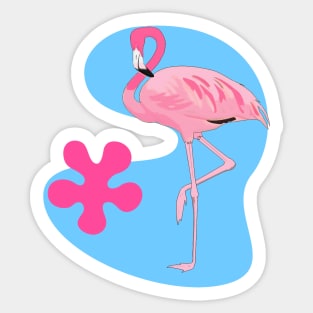 Flamingo with Retro Shapes Sticker